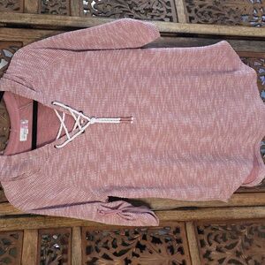 Signify Dusty Pink Lace-Up Top